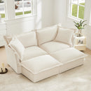 Slipcovered Sofa 2 Seater Sofa With 2 Ottomans