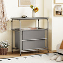 3-Section Laundry Sorter with Foldable Ironing Board and Lockable Wheels-Gray