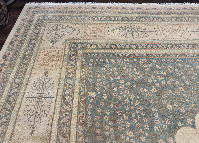 Palace Size Pak Persian Rug 12x18, Haji Jalili Design, Pakistani Carpet, Oat and Light Blue, Fine 260 KPSI