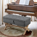 35 Inch Storage Ottoman, Button-Tufted Ottoman Linen Storage Bench, Ottoman with Storage