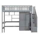 Loft Bed With Bookshelf, Drawers, Desk, And Wardrobe