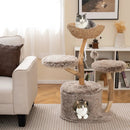 Wood Cat Tree Solid Pear Cat Tree with Perch and Sisal Scratching Posts-Brown by LJGDeals