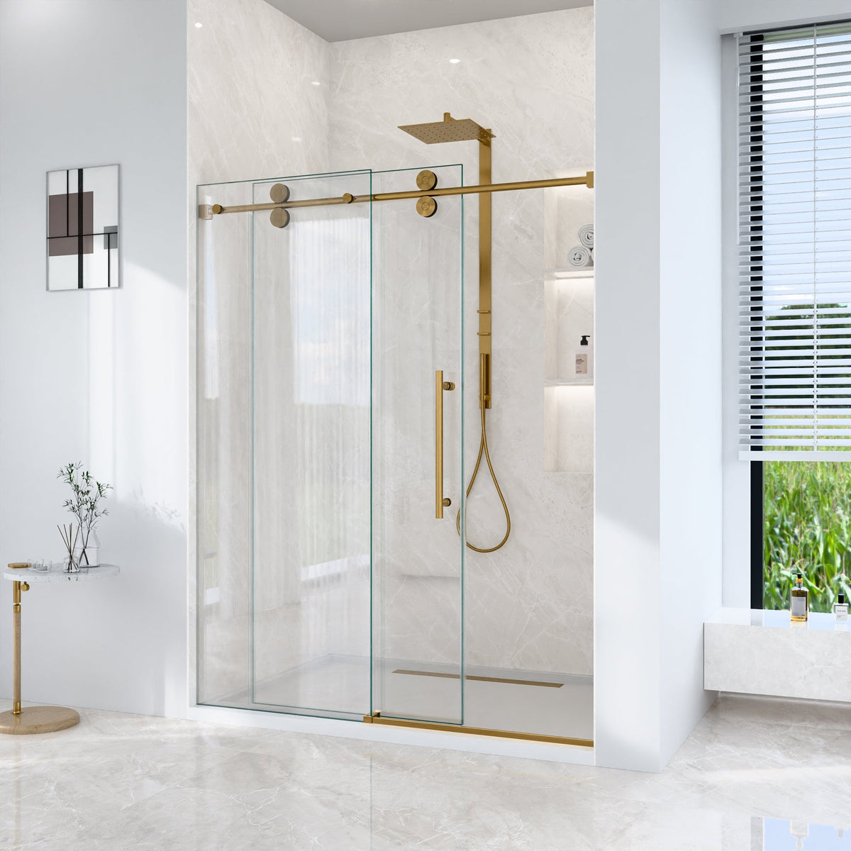56"-60"W x 72"H Frameless Single Sliding Shower Door, photo 3 of 10