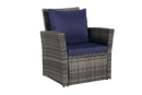 4 Pieces Outdoor Patio Furniture Set with Rattan Chairs and Tempered Glass Table