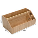Bamboo Desk Organizer & Charging Station - All-In-One Office Storage Caddy for Tablets, Stationery, and Makeup by MobilevisionUS