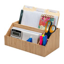 Bamboo Desk Organizer & Charging Station - All-In-One Office Storage Caddy for Tablets, Stationery, and Makeup by MobilevisionUS