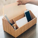 Bamboo Desk Organizer & Charging Station - All-In-One Office Storage Caddy for Tablets, Stationery, and Makeup by MobilevisionUS