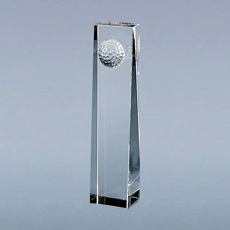 Optic Crystal Golf Ball Obelisk, 6.75"