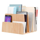 Bamboo 7-Slot Vertical Desktop Organizer | High-Capacity File Sorter & Multi-Device Charging Dock by MobilevisionUS