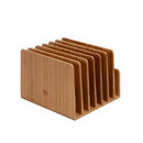 Bamboo 7-Slot Vertical Desktop Organizer | High-Capacity File Sorter & Multi-Device Charging Dock by MobilevisionUS