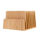 Bamboo 7-Slot Vertical Desktop Organizer | High-Capacity File Sorter & Multi-Device Charging Dock by MobilevisionUS