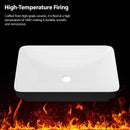 Semi Recessed Bathroom Sink With Vessel Design, Durable Glazed - White / Black