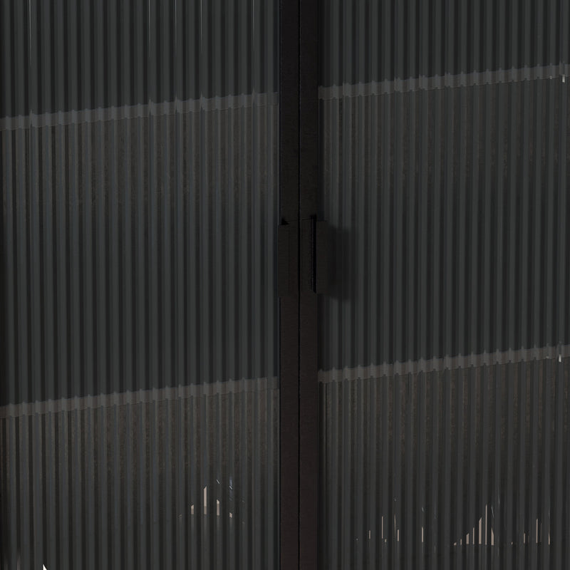 28.35" Glass Doors Modern Two-door Cabinet with Featuring Three-tier Storage, Unique Fir Cabinet Top, for Entryway, Living Room, Home Office, Dining Room