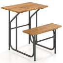 Acacia Wood Patio Table Bench Set One-Side Picnic Table and Seat by LJGDeals