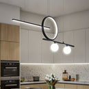 GobekUsa Black/White Metal Suspension Light: Modern Bar and Circle Design, LED Island Lighting for Dining Room