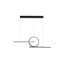 GobekUsa Black/White Metal Suspension Light: Modern Bar and Circle Design, LED Island Lighting for Dining Room