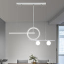 GobekUsa Black/White Metal Suspension Light: Modern Bar and Circle Design, LED Island Lighting for Dining Room