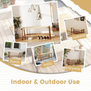 47 Inches Long Teak Wood Patio Bench with Weave Seat and Solid Wood Legs-Natural by DirectDeals