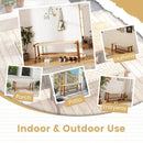 47 Inches Long Teak Wood Patio Bench with Weave Seat and Solid Wood Legs-Natural by LJGDeals
