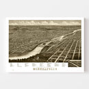 Vintage Map of Minneapolis, Minnesota 1879