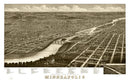 Vintage Map of Minneapolis, Minnesota 1879