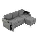 Convertible L Shaped Sofa Couch With Storage, Cup Holders, USB Ports by HouseOfZazla