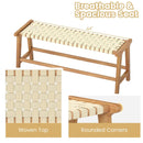 47 Inches Long Teak Wood Patio Bench with Weave Seat and Solid Wood Legs-Natural by DirectDeals