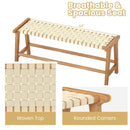 47 Inches Long Teak Wood Patio Bench with Weave Seat and Solid Wood Legs-Natural by LJGDeals
