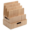 Bamboo Slim Charging Station & Storage Drawer Combo | Tiered Device Organizer & Desktop Caddy by MobilevisionUS