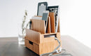 Bamboo Slim Charging Station & Storage Drawer Combo | Tiered Device Organizer & Desktop Caddy by MobilevisionUS