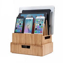 Bamboo Slim Charging Station & Storage Drawer Combo | Tiered Device Organizer & Desktop Caddy by MobilevisionUS