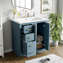 Ceramic Sink Combo, Freestanding Vanity Set With 3 Drawers & Soft Closing Doors by Unique Piece Furniture