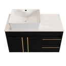 36" Wall-Mounted Bathroom Vanity with Vessel Ceramic Sink & Plywood Countertop by HouseOfZazla