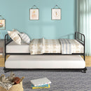 Twin Size Daybed Platform Bed Frame With Trundle Built In Casters - Black by HouseOfZazla