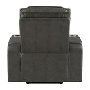 Taddeo - Power Motion Recliner With Power Headrest, USB, Wireless Charger & LED - Dark Gray