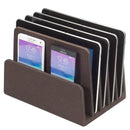 Executive Desk Organizer & Sorter – 5-Slot Dark Brown Wood File Holder for Laptops, Tablets, and Documents by MobilevisionUS
