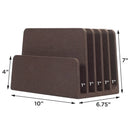 Executive Desk Organizer & Sorter – 5-Slot Dark Brown Wood File Holder for Laptops, Tablets, and Documents by MobilevisionUS
