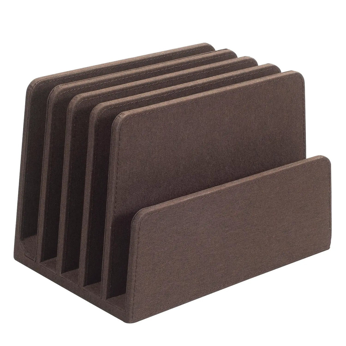 Executive Desk Organizer & Sorter – 5-Slot Dark Brown Wood File Holder for Laptops, Tablets, and Documents, photo 3 of 6