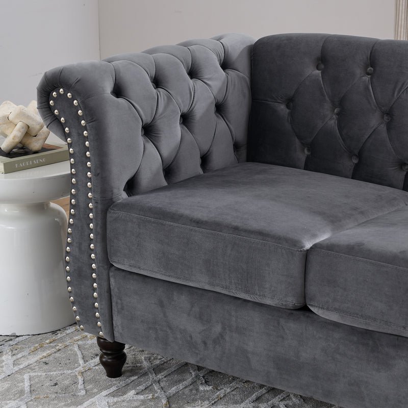 3-seater + 3-seater Combination sofa.Grey Velvet
