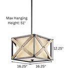 Cahoon 16"W 1-Light Anvil Iron Finish Square Shade Pendant/Semi-Flush Mount Light Fixture by Kichler by LampsUSA