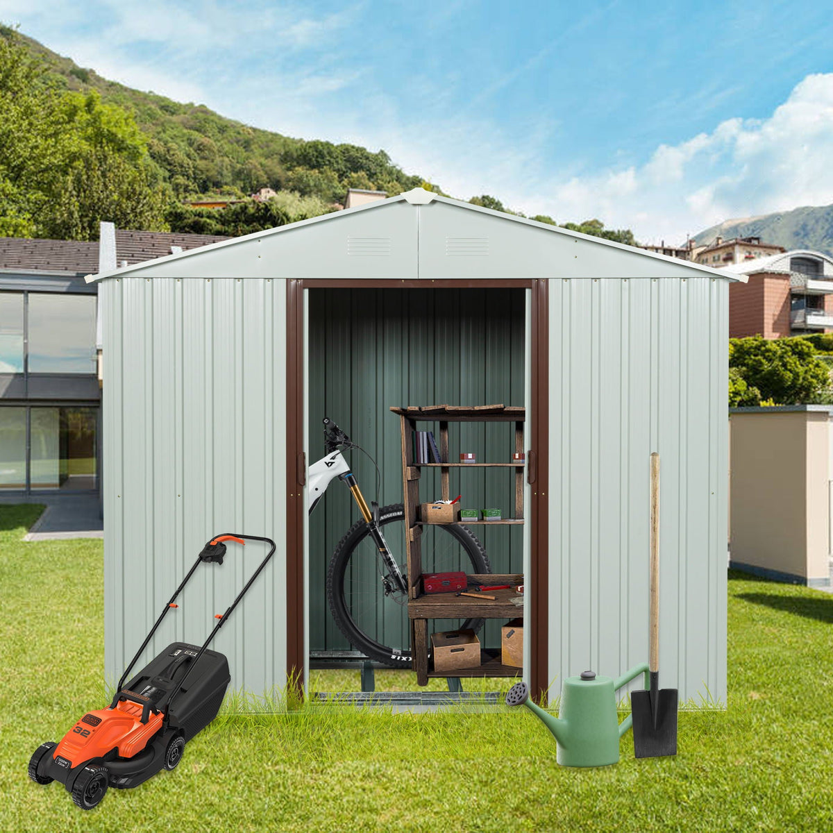 Ry-Sdyx56-W Outdoor Metal Storage Shed - White, photo 2 of 10