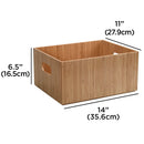 Stackable Bamboo Storage Bin (14” x 11” x 6.5”) with Integrated Handles & Labeling Clip | Premium Multi-Purpose Organizer by MobilevisionUS