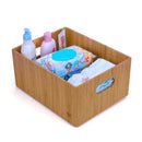 Stackable Bamboo Storage Bin (14” x 11” x 6.5”) with Integrated Handles & Labeling Clip | Premium Multi-Purpose Organizer by MobilevisionUS