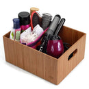 Stackable Bamboo Storage Bin (14” x 11” x 6.5”) with Integrated Handles & Labeling Clip | Premium Multi-Purpose Organizer by MobilevisionUS