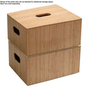 12" x 9" x 6" Bamboo Storage Box with Matching Lid | Eco-Friendly Lidded Organizer Bin with Integrated Handles by MobilevisionUS