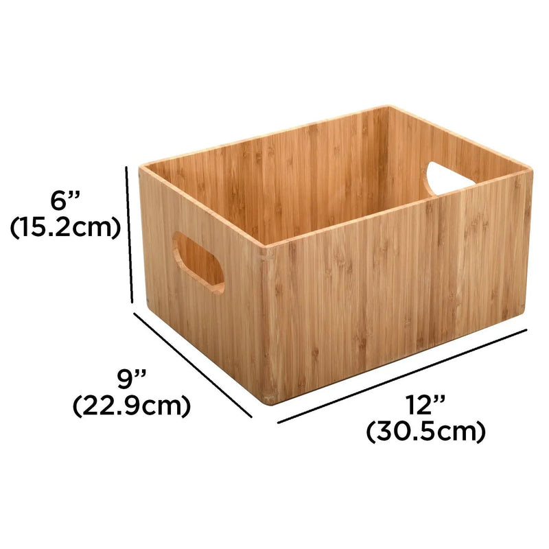 Bamboo Small Storage Box 9 x 12 x 6, dimensions drawing