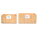 2-Piece Stackable Bamboo Storage Box Set with Labeling Clips | Large (14”) & Small (12”) Eco-Friendly Nested Bins for Home & Office by MobilevisionUS