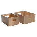 2-Piece Stackable Bamboo Storage Box Set with Labeling Clips | Large (14”) & Small (12”) Eco-Friendly Nested Bins for Home & Office by MobilevisionUS