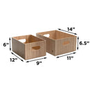 2-Piece Stackable Bamboo Storage Box Set with Labeling Clips | Large (14”) & Small (12”) Eco-Friendly Nested Bins for Home & Office by MobilevisionUS