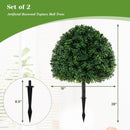 28 Inches Artificial Boxwood Topiary Ball Tree Set of 2 with Ground Spike-Green by LJGDeals
